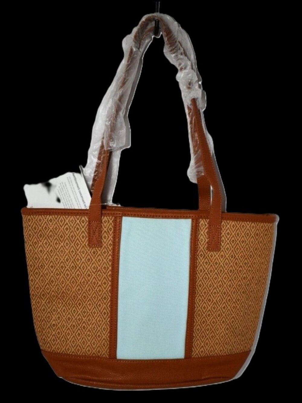 THIRTY-ONE Little Dreamer Tote Bag in Natural Straw with PALE AQUA NEW IN PKG